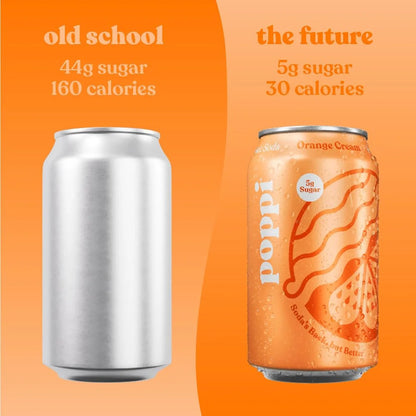 Poppi Prebiotic Soda, Sparkling Water & Fruit Juice, Orange Cream, 12 Oz, 12 Pack