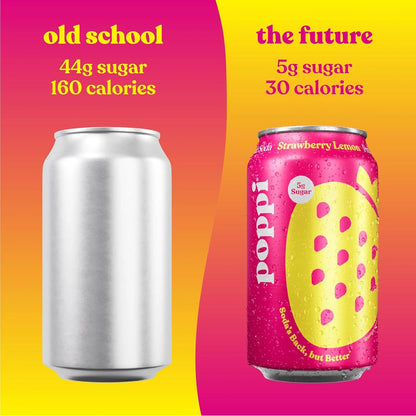 Poppi Prebiotic Soda, Strawberry Lemon, 12 Oz, 12 Pack