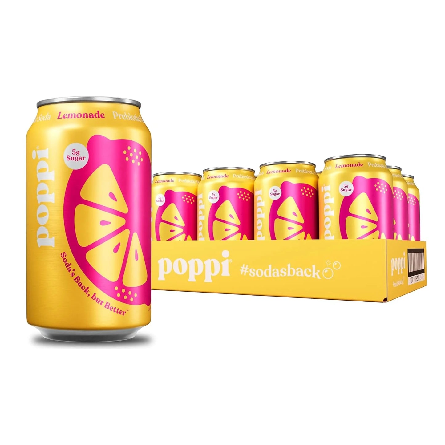Poppi Prebiotic Soda, Lemonade, 12 Oz, 12 Pack