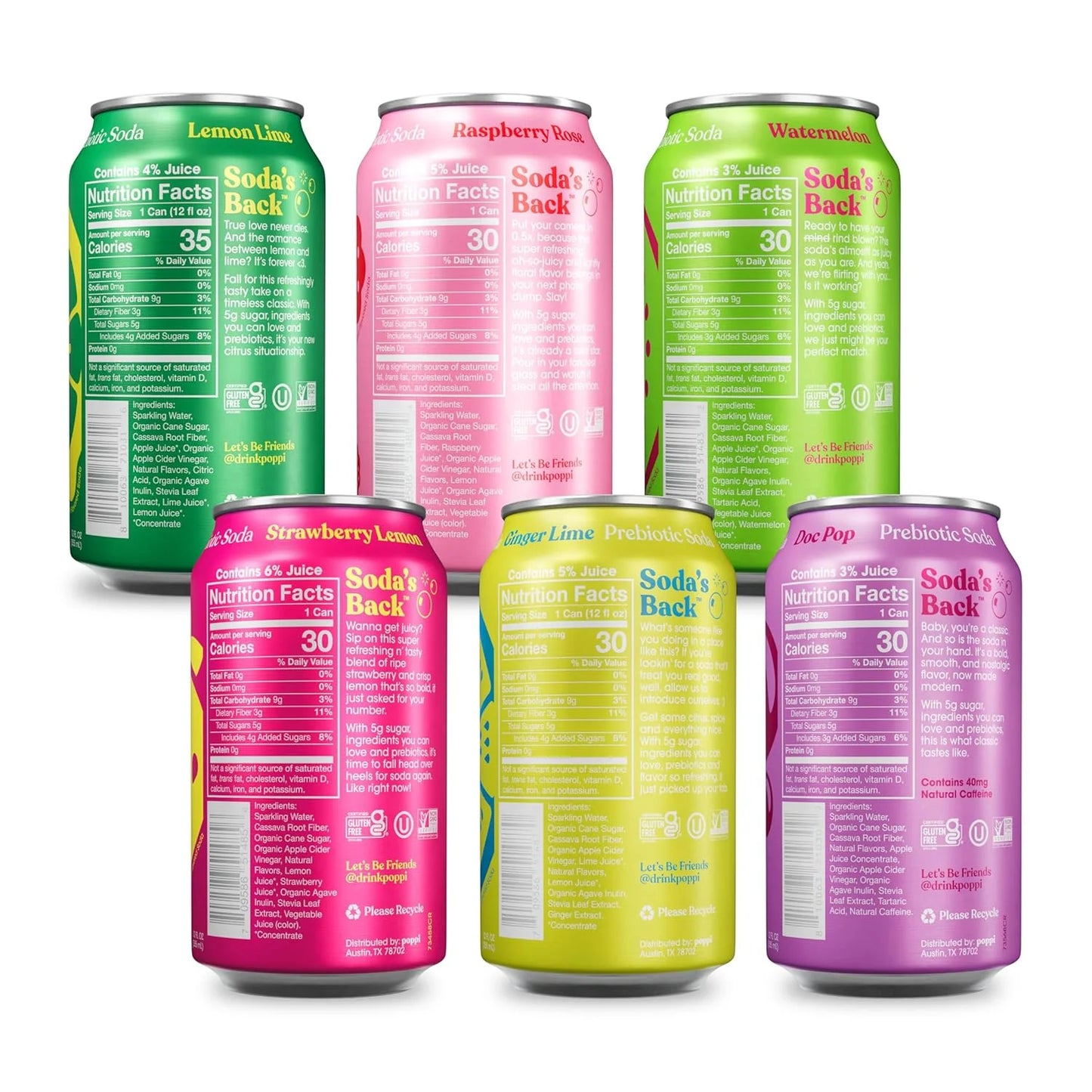 Poppi Prebiotic Soda, Party Starters, 12 Oz, 12 Pack