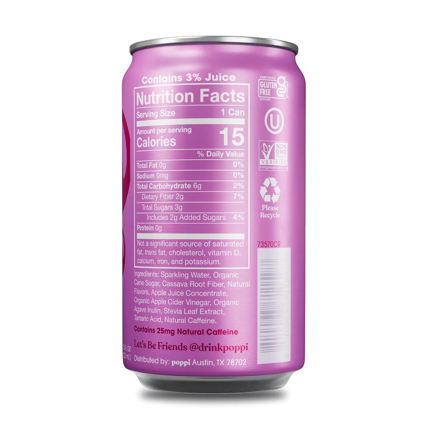 Poppi Prebiotic Soda, Doc Pop, 7.5 Fl Oz, 24 Pack