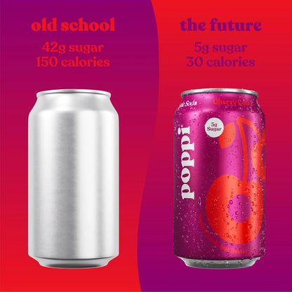 Poppi Prebiotic Soda, Sparkling Water & Fruit Juice, Cherry Cola, 12 Oz, 12 Pack
