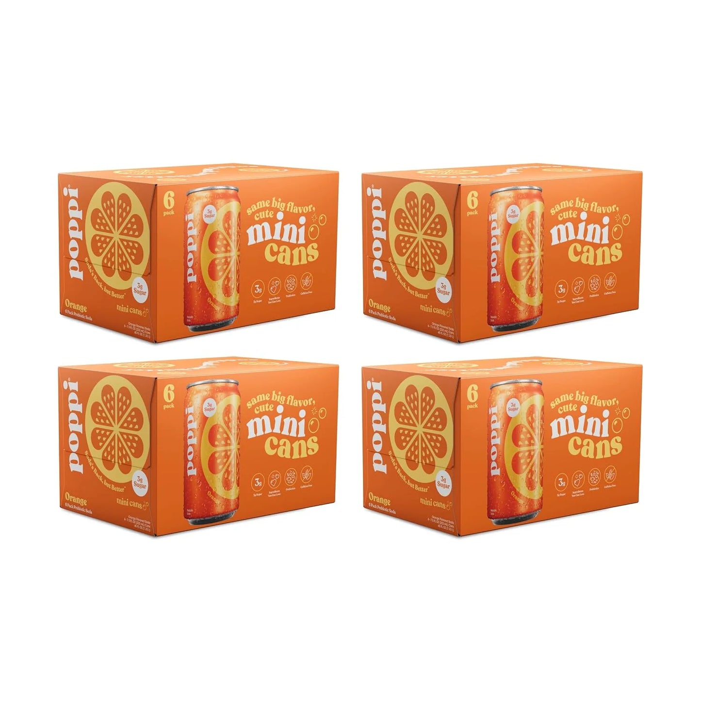 Poppi Prebiotic Soda, Orange, 7.5 Fl Oz, 24 Pack