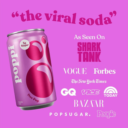 Poppi Prebiotic Soda, Doc Pop, 7.5 Fl Oz, 24 Pack