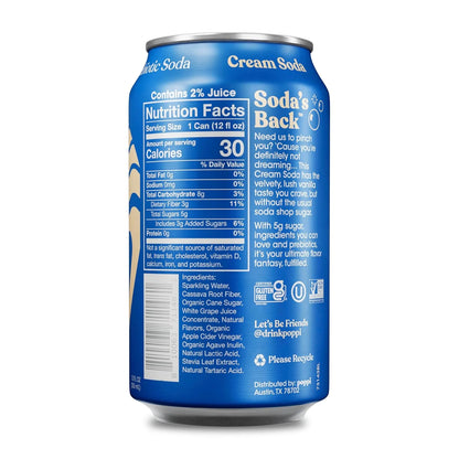 Poppi Prebiotic Soda, Cream Soda, 12 Oz, 12 Pack