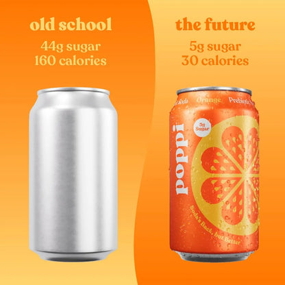Poppi Prebiotic Soda, Sparkling Water & Fruit Juice, Orange, 12 Oz, 12 Pack