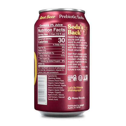 Poppi Prebiotic Soda, Root Beer, 12 Oz, 12 Pack