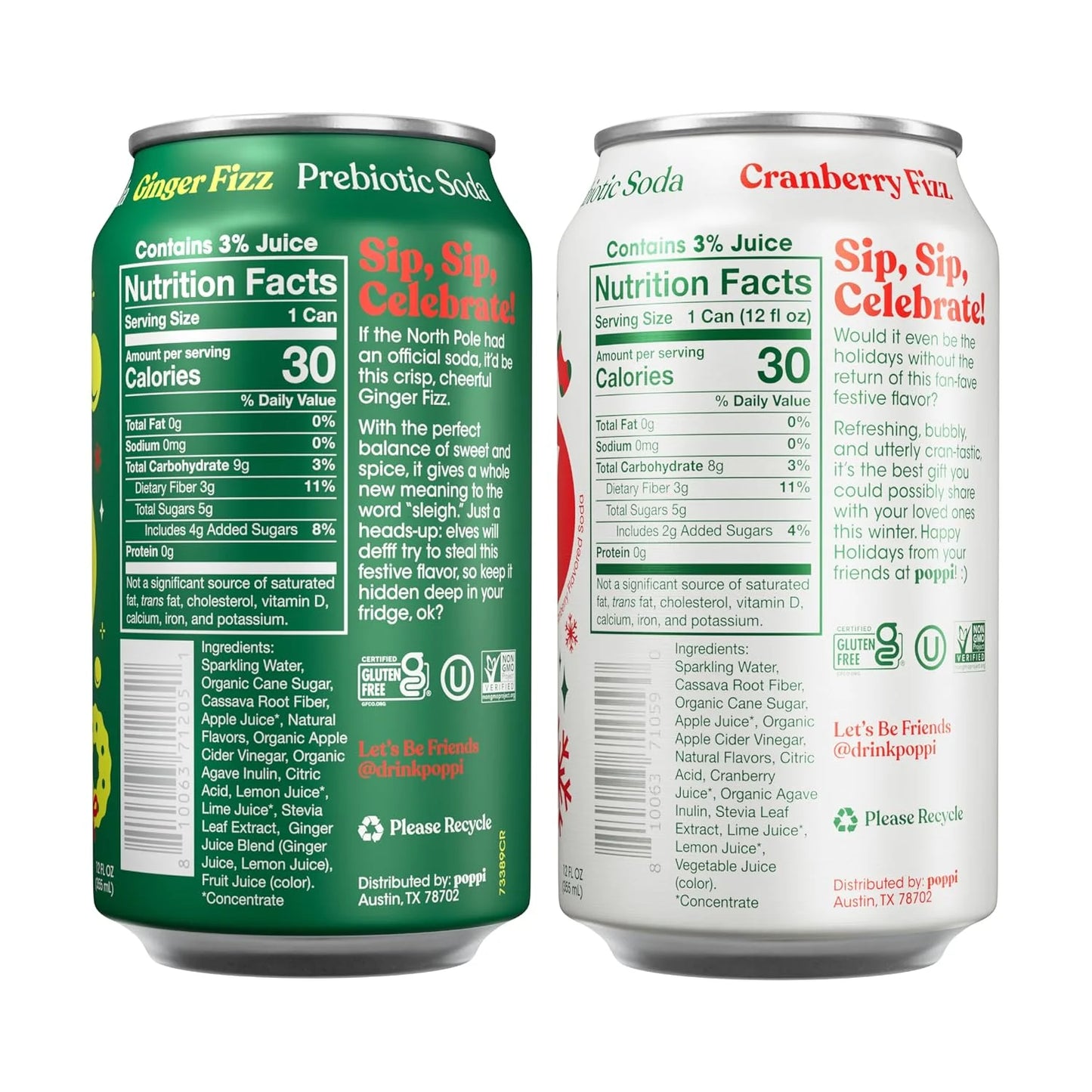 Poppi Prebiotic Soda, Naughty or Nice, 12 Oz, 12 Pack