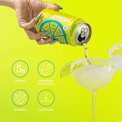 Poppi Prebiotic Soda, Ginger Lime, 12 Oz, 12 Pack