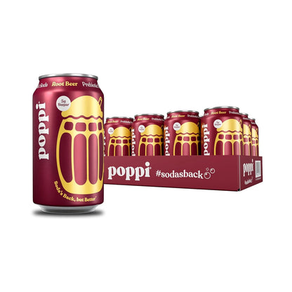 Poppi Prebiotic Soda, Root Beer, 12 Oz, 12 Pack