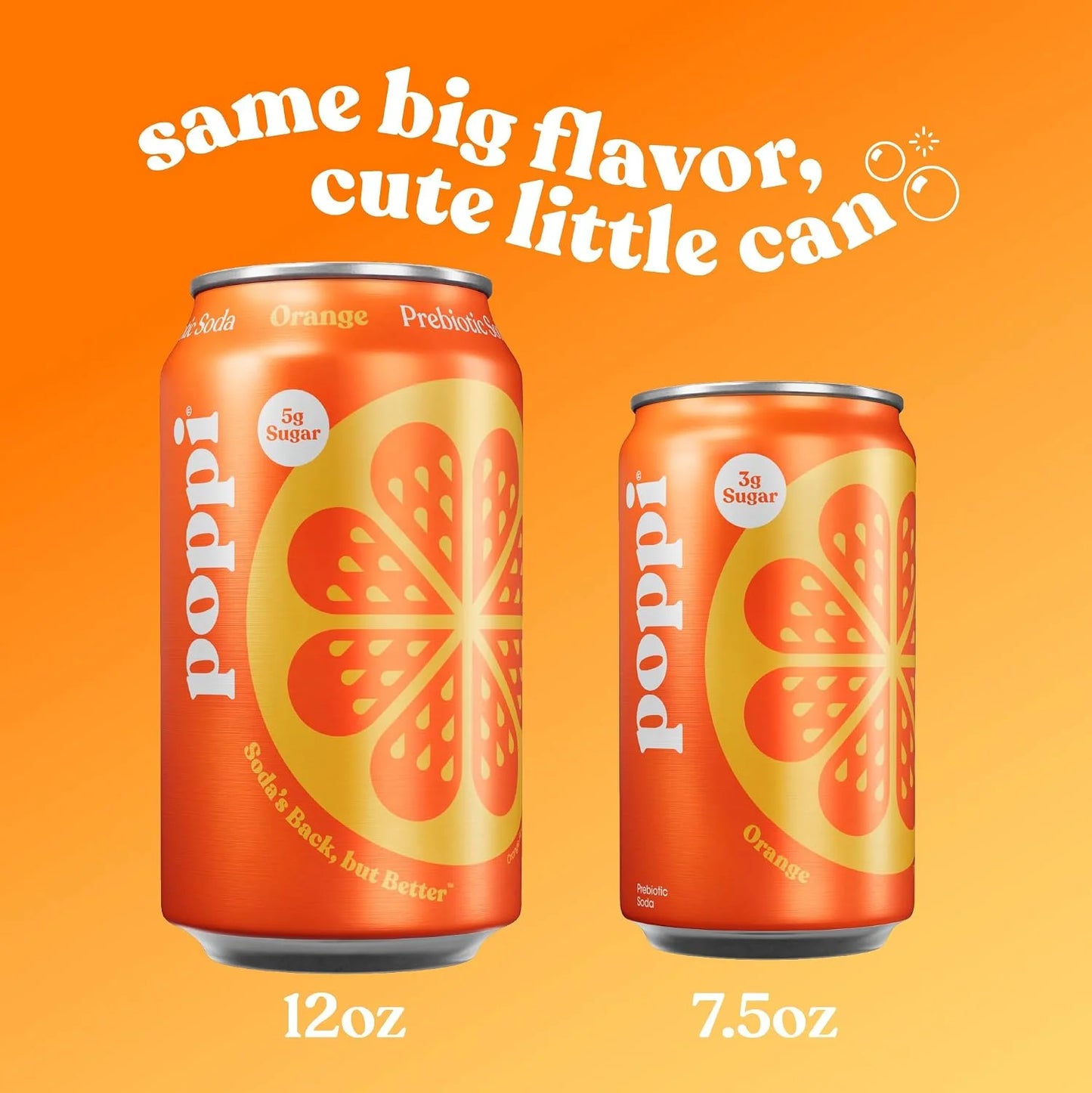Poppi Prebiotic Soda, Orange, 7.5 Fl Oz, 24 Pack