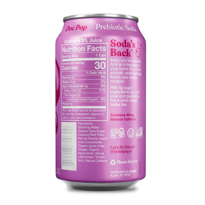 Poppi Prebiotic Soda, Sparkling Water & Fruit Juice, Doc Pop, 12 Oz, 12 Pack