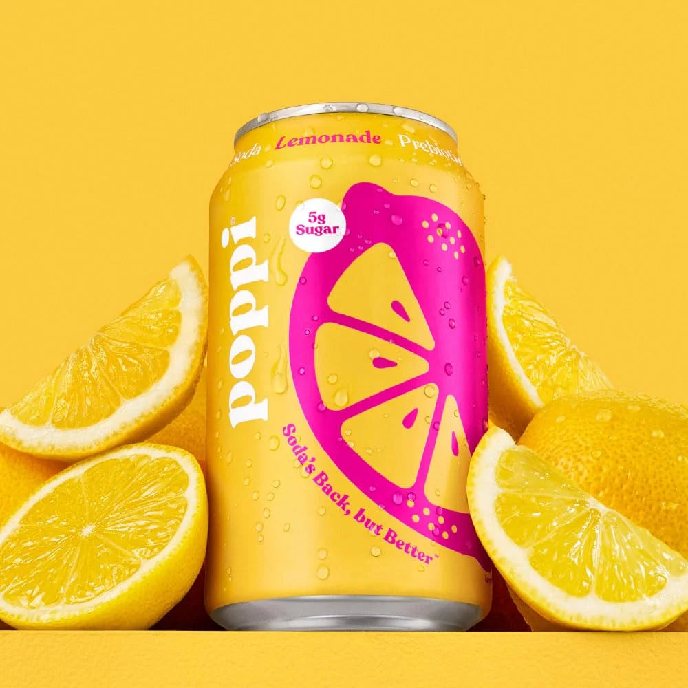 Poppi Prebiotic Soda, Lemonade, 12 Oz, 12 Pack