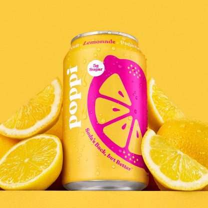Poppi Prebiotic Soda, Lemonade, 12 Oz, 12 Pack